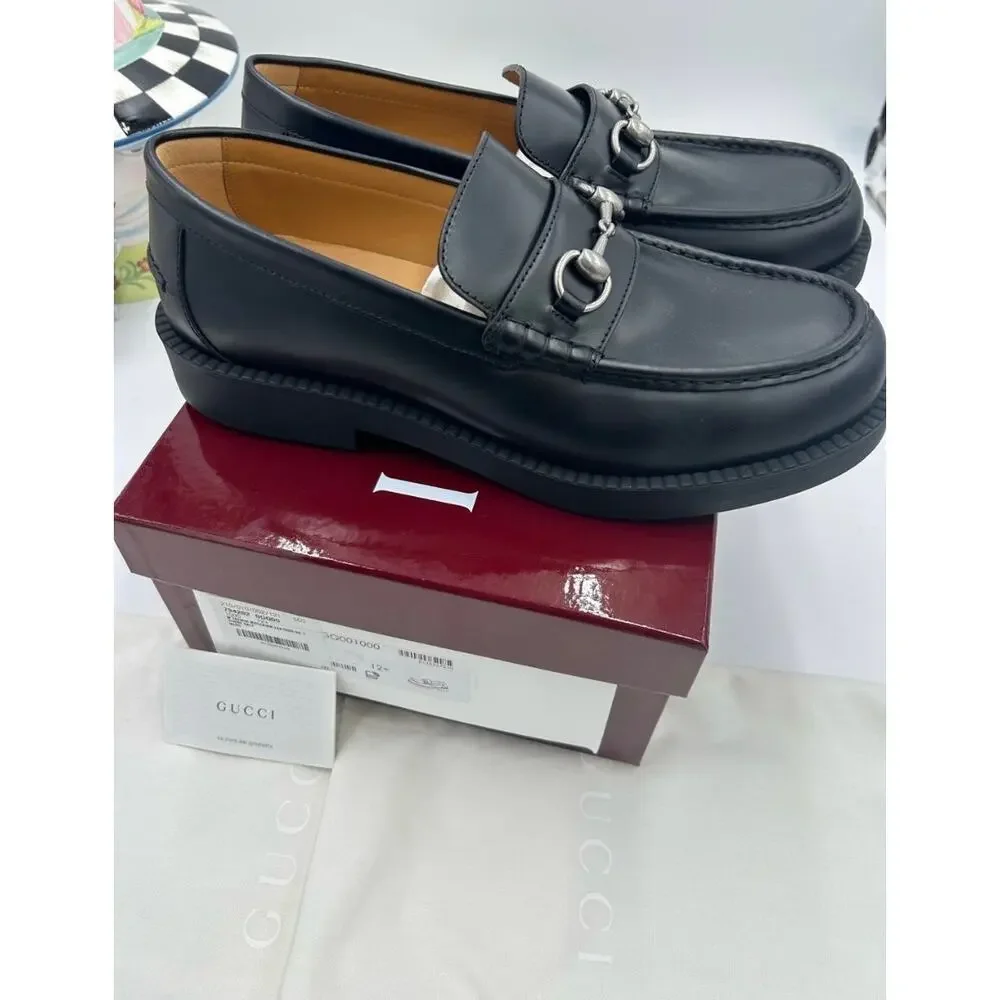 Men's Gucci Leather horse bit loafers size 12.5 fits 13 US made in Italy